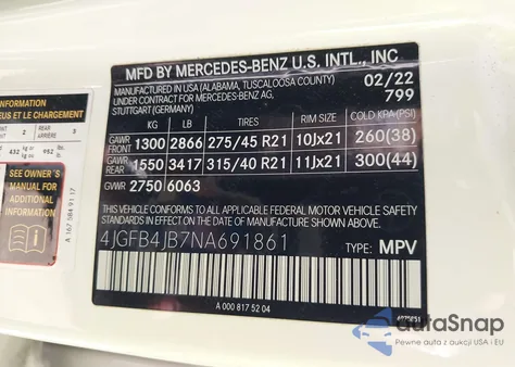 2022 Mercedes-Benz Gle 350 из США, поврежденный, VIN 4JGFB4JB7NA691861